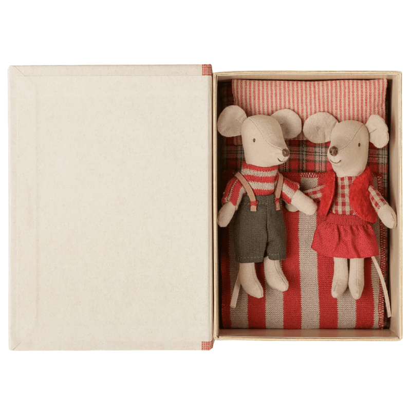 Christmas Twin Mice, Little Sister and Brother in Book by Maileg - Maude Kids Decor