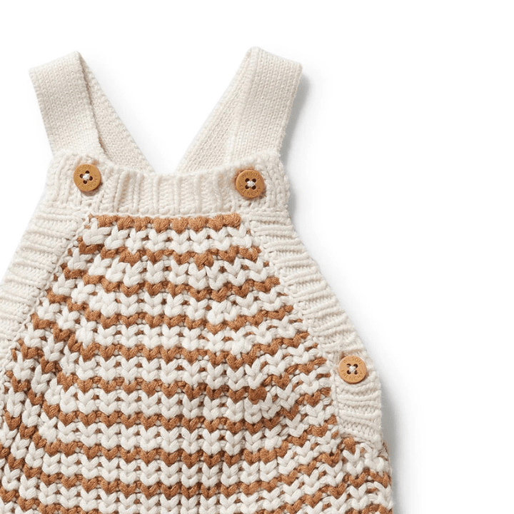 Cinnamon Stripe Organic Knit Overall by Wilson + Frenchy - Maude Kids Decor