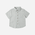 Collared Short Sleeve Shirt | Green Gingham by Rylee & Cru - Maude Kids Decor