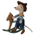 Cowboy Mouse on Rocking Horse, Little Brother by Maileg - Maude Kids Decor