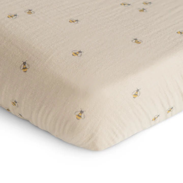 Extra Soft Muslin Crib Sheet | Bees by Mushie - Maude Kids Decor