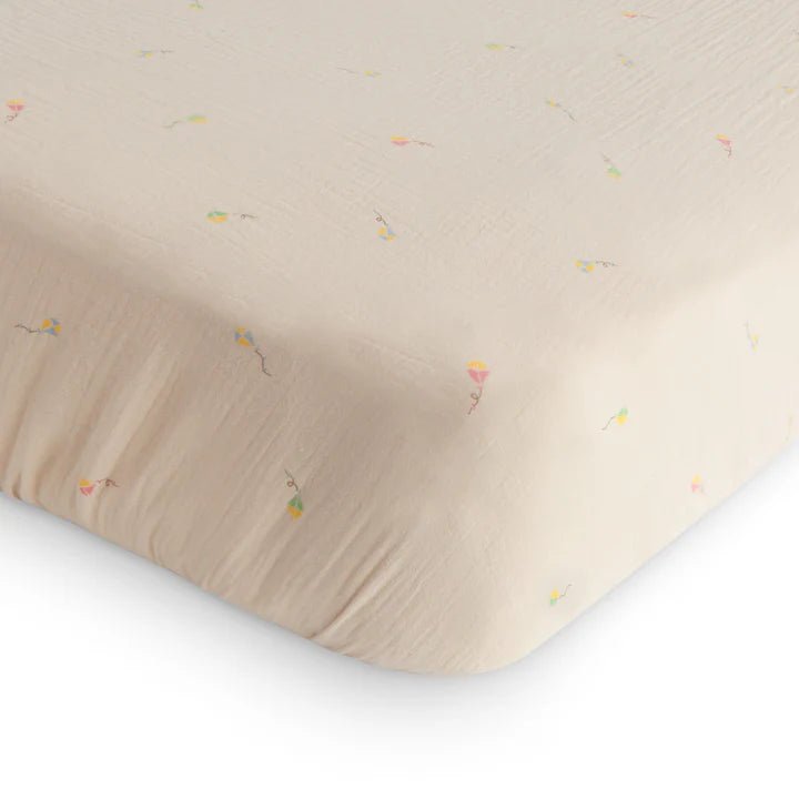 Extra Soft Muslin Crib Sheet | Kites by Mushie - Maude Kids Decor