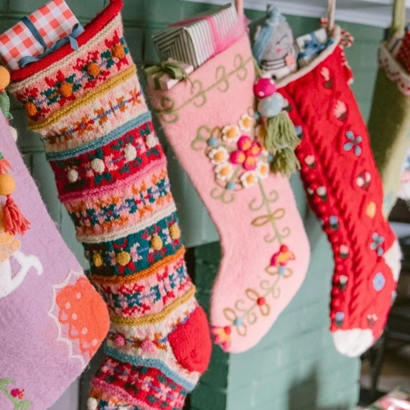 Fair Isle Hand Knit Wool Christmas Stocking by French Knot - Maude Kids Decor
