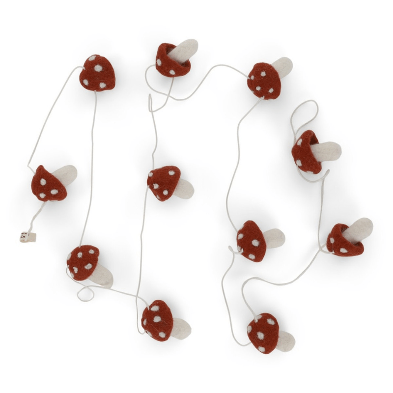 Felt Garland of Red Rusty Mushrooms by Én Gry &amp; Sif - Maude Kids Decor