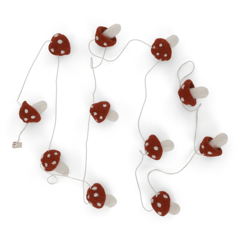 Felt Garland of Red Rusty Mushrooms by Én Gry & Sif - Maude Kids Decor