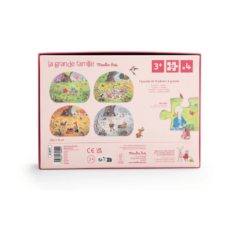 Grande Famille - 4 Mini Puzzles Four Seasons by Moulin Roty - Maude Kids Decor