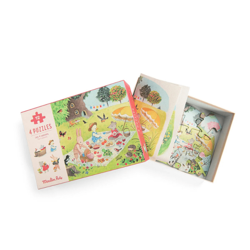 Grande Famille - 4 Mini Puzzles Four Seasons by Moulin Roty - Maude Kids Decor
