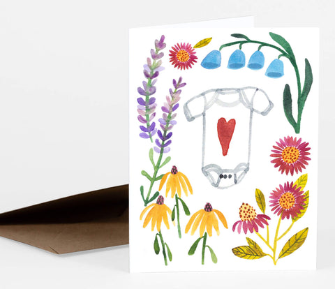 Greeting Card | Flowers and Onesie by Little Truths Studio - Maude Kids Decor