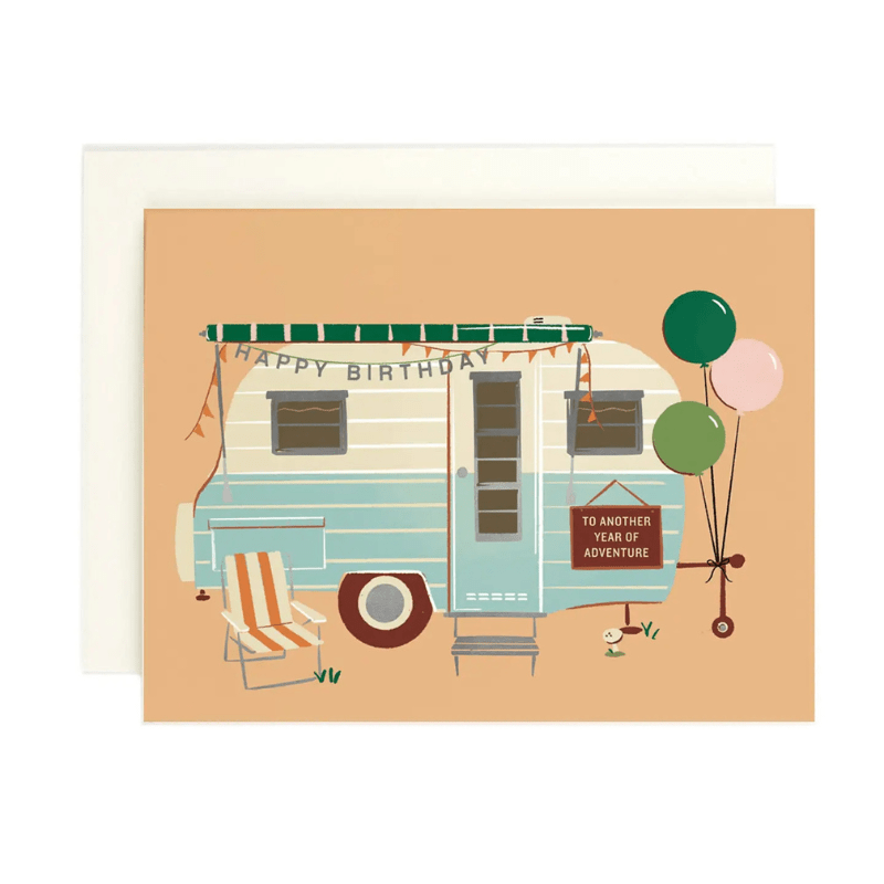 Happy Camper Birthday Greeting Card by Amy Heitman - Maude Kids Decor