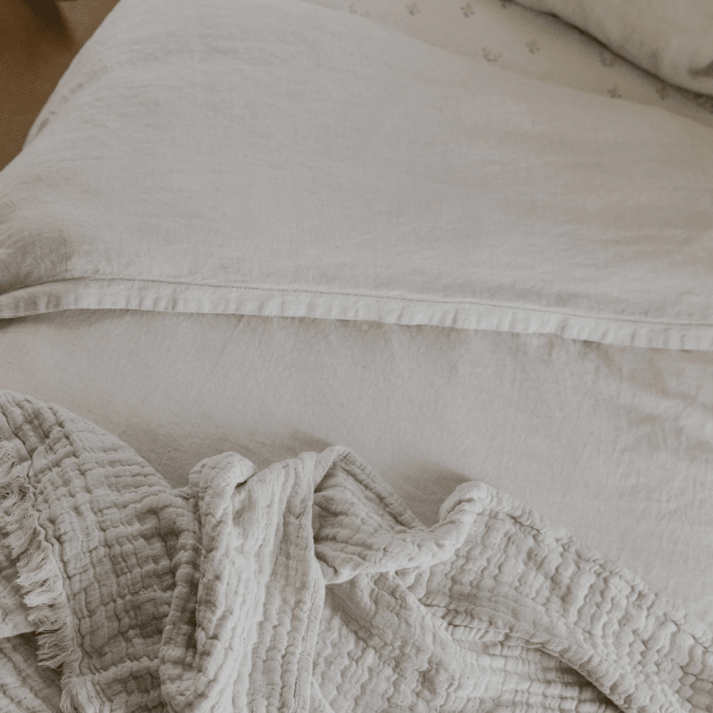 Hemstitched Linen Twin Duvet Cover | Linen by Garbo &amp; Friends - Maude Kids Decor