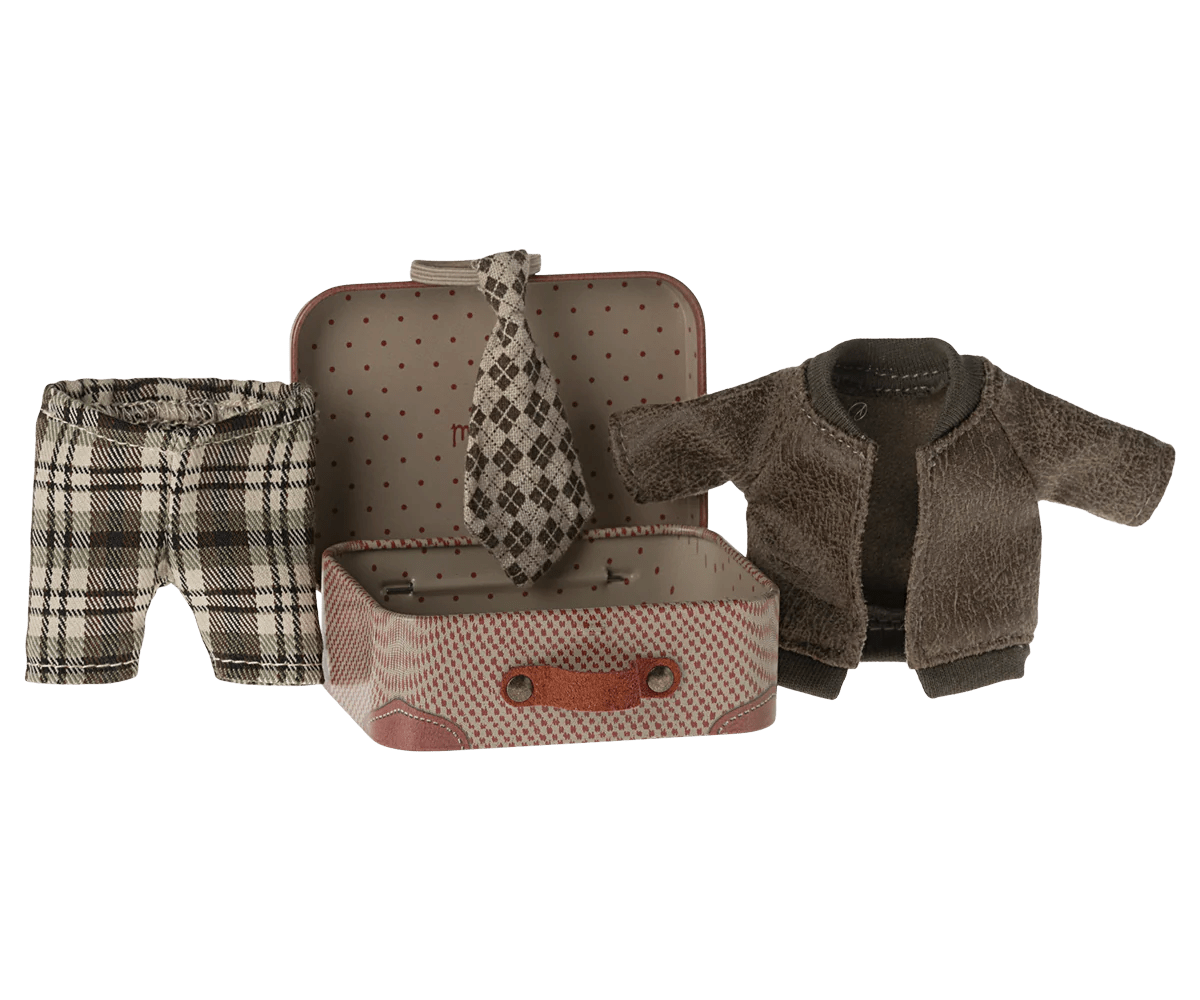 Jacket, Pants and Tie in Suitcase, Grandpa Mouse by Maileg - Maude Kids Decor