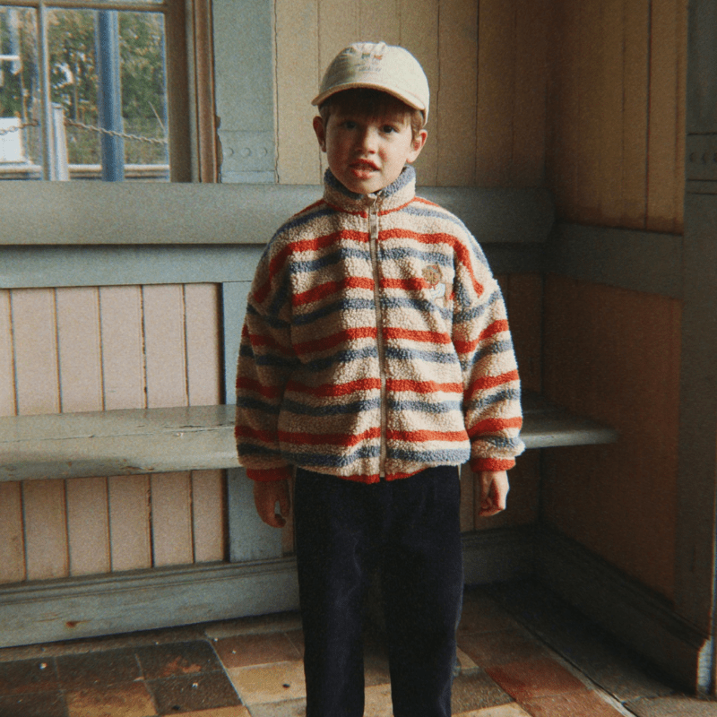 Jody Embroidery Teddy Jacket GRS | Tangerine Stripe by Konges Sløjd - Maude Kids Decor