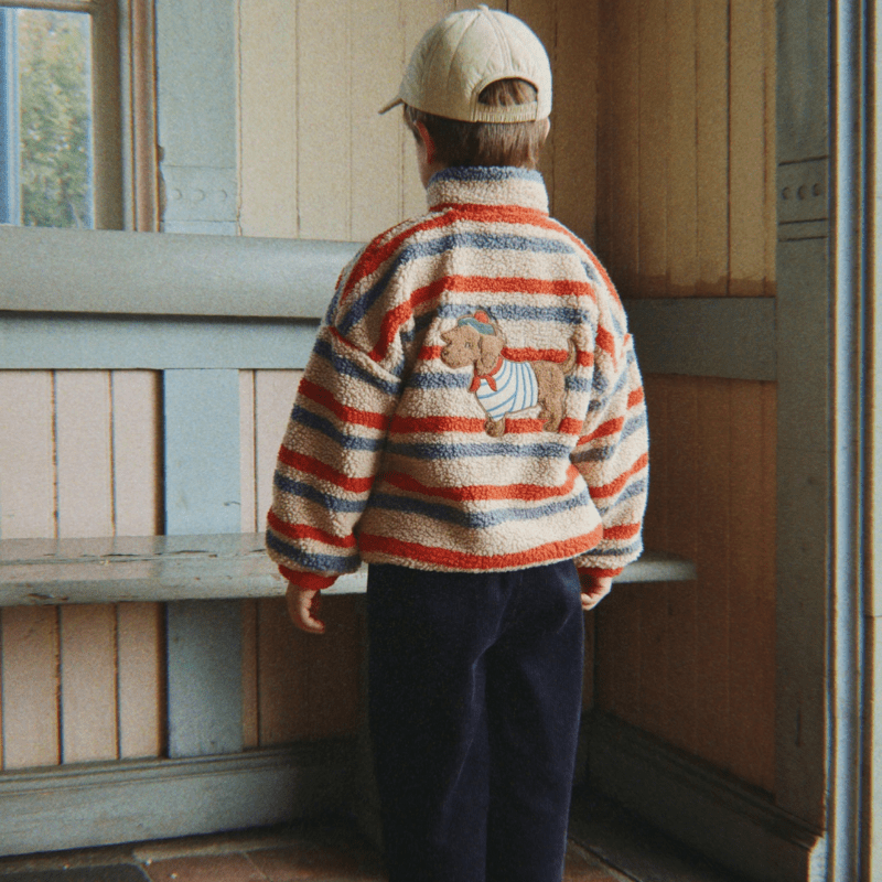 Jody Embroidery Teddy Jacket GRS | Tangerine Stripe by Konges Sløjd - Maude Kids Decor