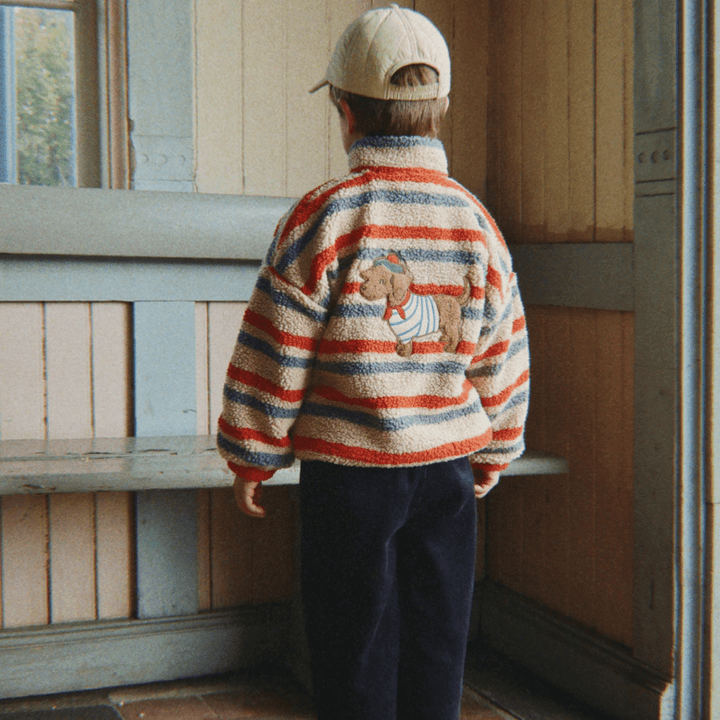 Jody Embroidery Teddy Jacket GRS | Tangerine Stripe by Konges Sløjd - Maude Kids Decor