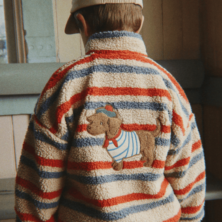 Jody Embroidery Teddy Jacket GRS | Tangerine Stripe by Konges Sløjd - Maude Kids Decor
