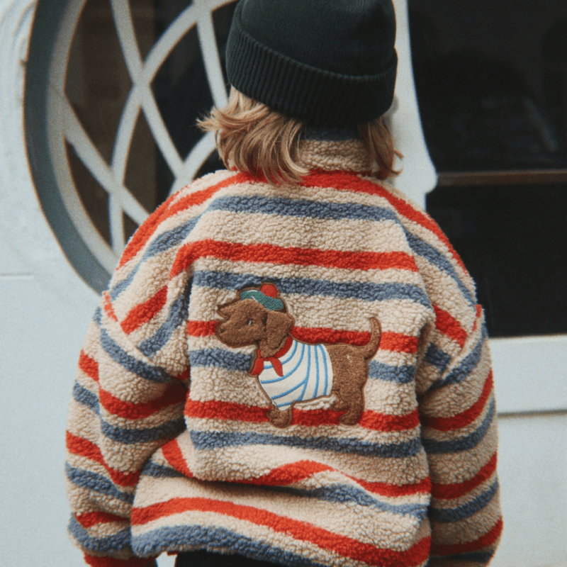 Jody Embroidery Teddy Jacket GRS | Tangerine Stripe by Konges Sløjd - Maude Kids Decor