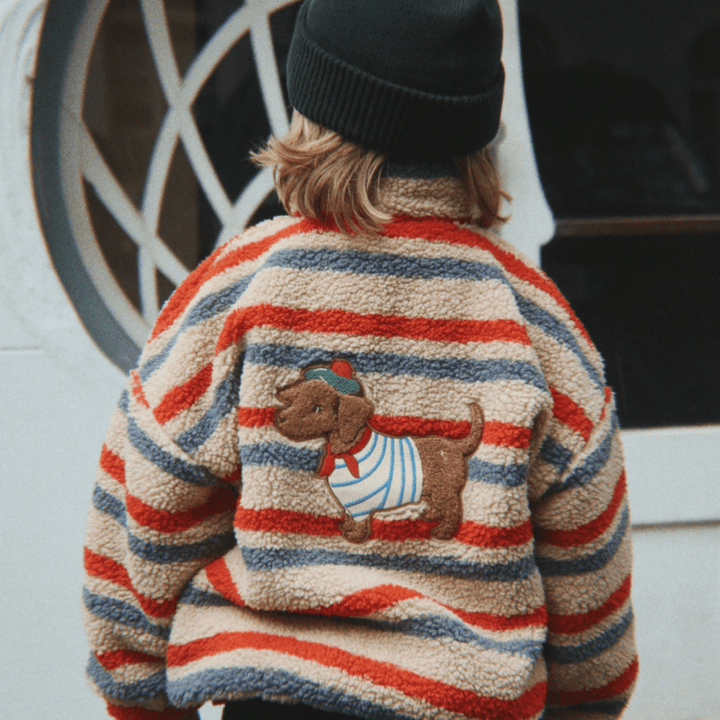 Jody Embroidery Teddy Jacket GRS | Tangerine Stripe by Konges Sløjd - Maude Kids Decor