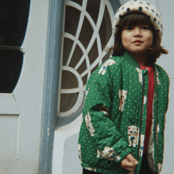 Juno Printed Bomber Jacket | Dot Miao Verde by Konges Sløjd - Maude Kids Decor