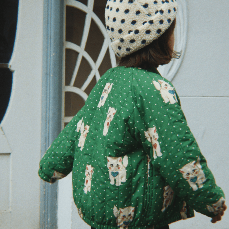 Juno Printed Bomber Jacket | Dot Miao Verde by Konges Sløjd - Maude Kids Decor