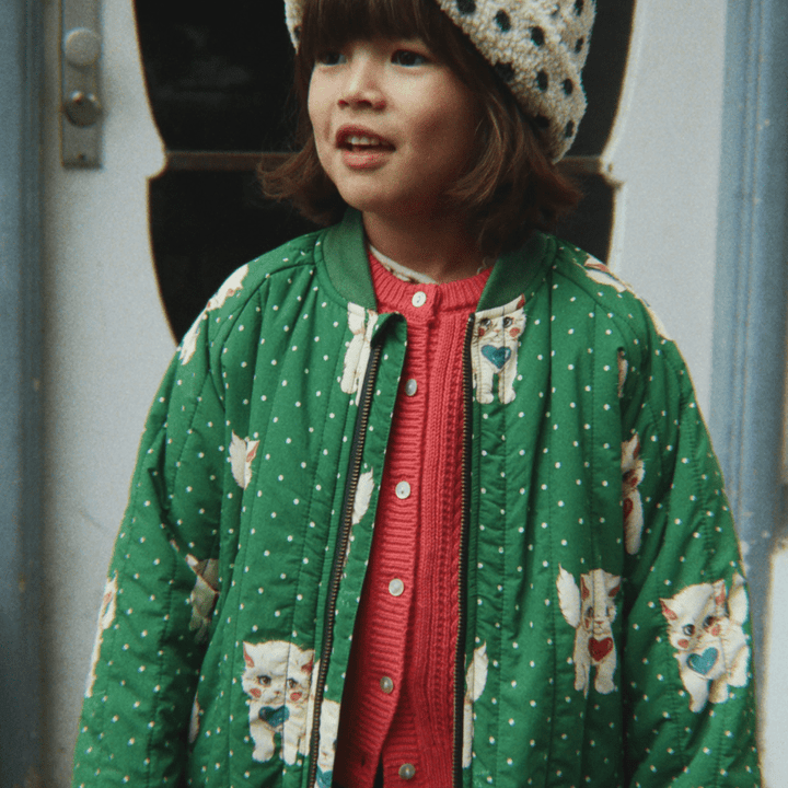 Juno Printed Bomber Jacket | Dot Miao Verde by Konges Sløjd - Maude Kids Decor