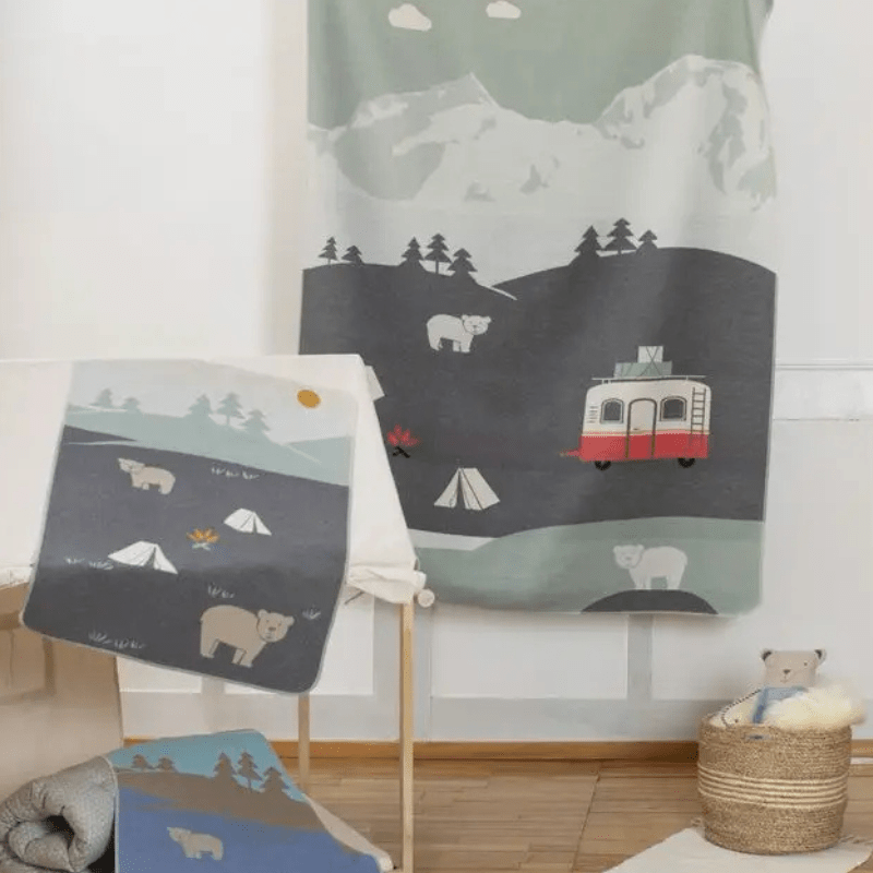 JUWEL Baby Blanket - Camping Bears | Grey by David Fussenegger - Maude Kids Decor