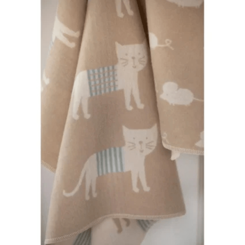 JUWEL Baby Blanket - Cats All Over | Ecru by David Fussenegger - Maude Kids Decor