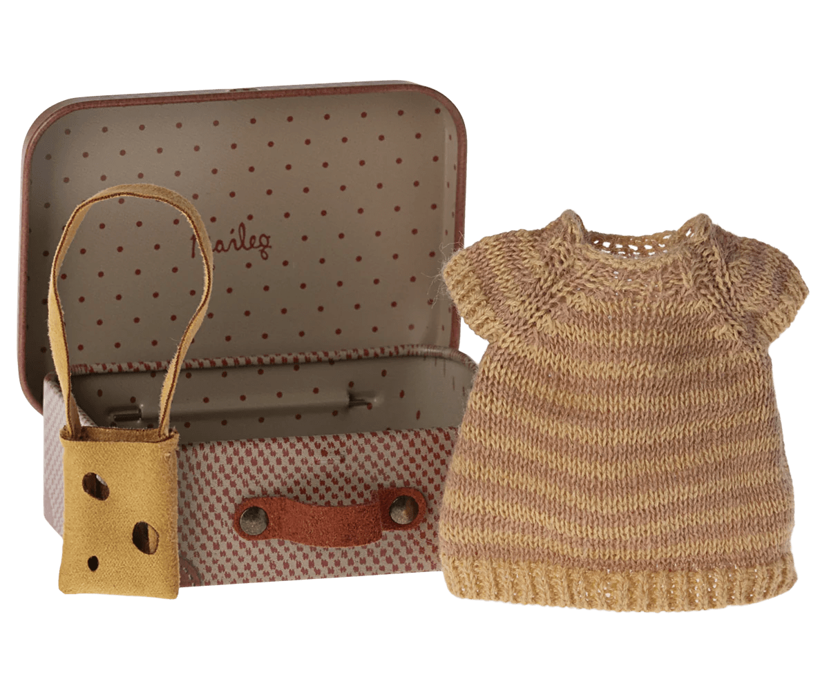 Knitted Dress and Bag in Suitcase, Big Sister Mouse by Maileg - Maude Kids Decor