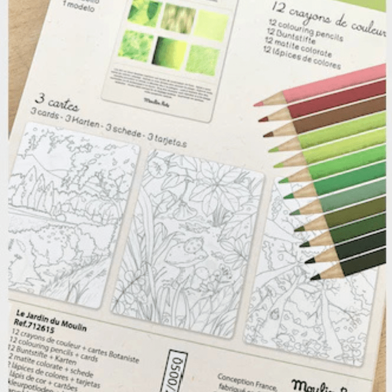 Le Botaniste 12 Nature Colouring Pencils and Cards by Moulin Roty - Maude Kids Decor