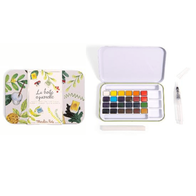 Le Botaniste Water Colour Paints in Tin Box by Moulin Roty - Maude Kids Decor
