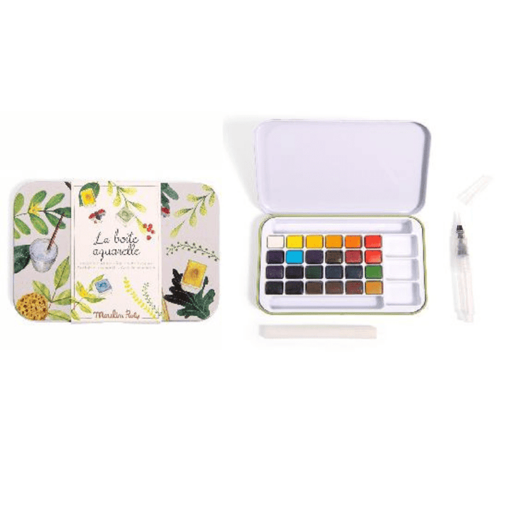 Le Botaniste Water Colour Paints in Tin Box by Moulin Roty - Maude Kids Decor