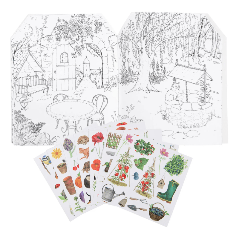 Le Jardinier Colouring Book with Stickers by Moulin Roty - Maude Kids Decor