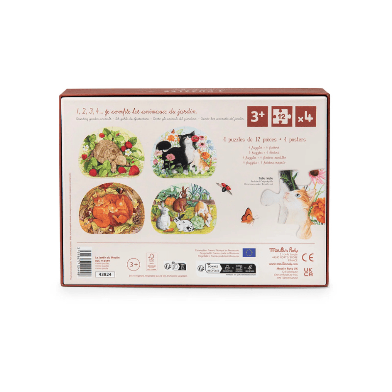 Le Jardinier - Garden Animals 4 Mini Puzzles by Moulin Roty - Maude Kids Decor
