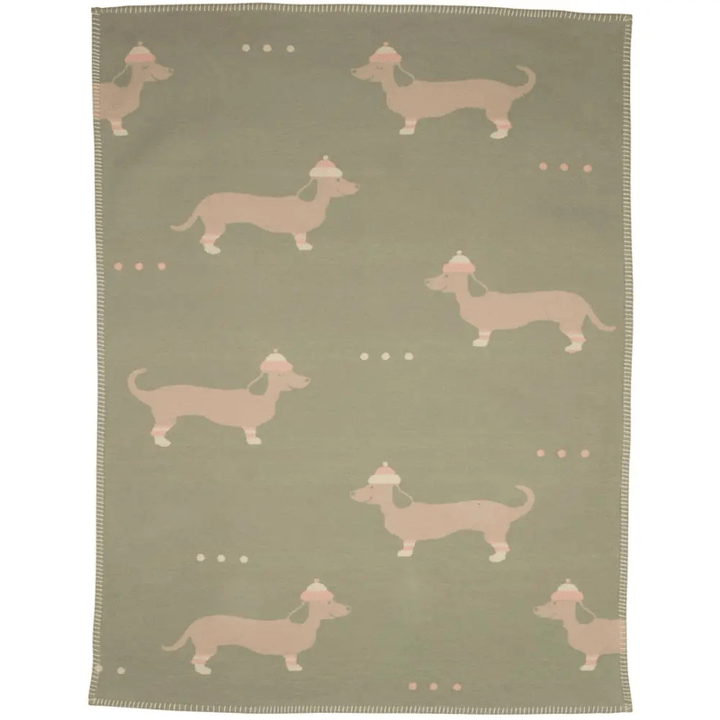 LENA Baby Blanket - Dachshund | Light Green by David Fussenegger - Maude Kids Decor