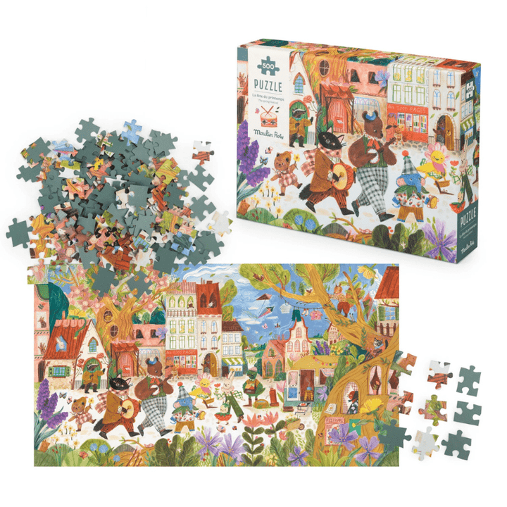 Les Minouchkas - 500 Piece Puzzle | The Spring Festival by Moulin Roty - Maude Kids Decor