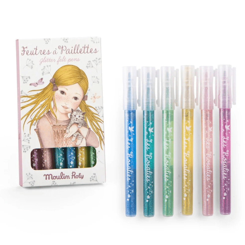 Les Rosalies 6 Glitter Felt Pens by Moulin Roty - Maude Kids Decor