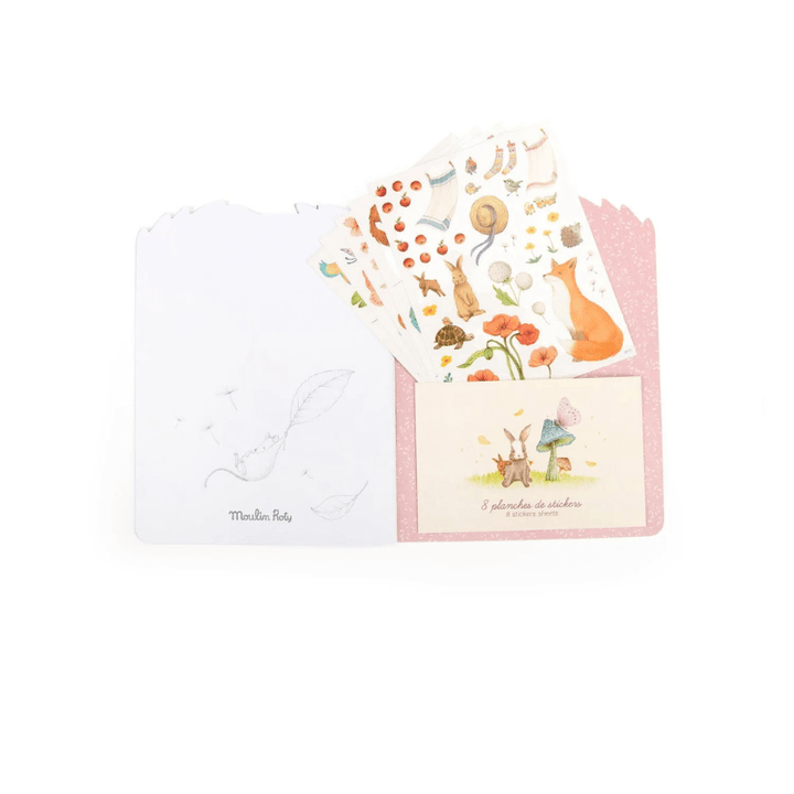 Les Rosalies | Colouring Book with Stickers by Moulin Roty - Maude Kids Decor