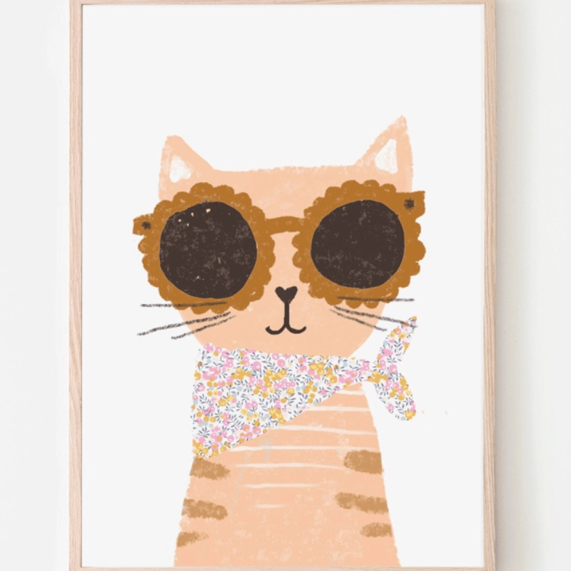 Liberty Fabric Cat Nursery Art Print by The Charming Press - Maude Kids Decor