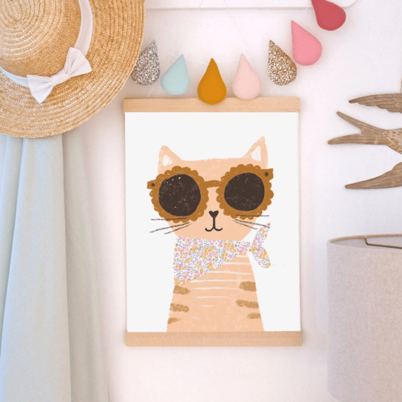 Liberty Fabric Cat Nursery Art Print by The Charming Press - Maude Kids Decor