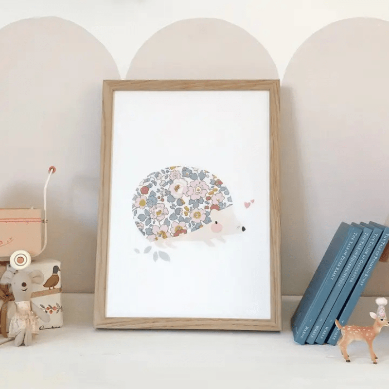 Liberty Fabric Hedgehog Nursery Art Print by The Charming Press - Maude Kids Decor
