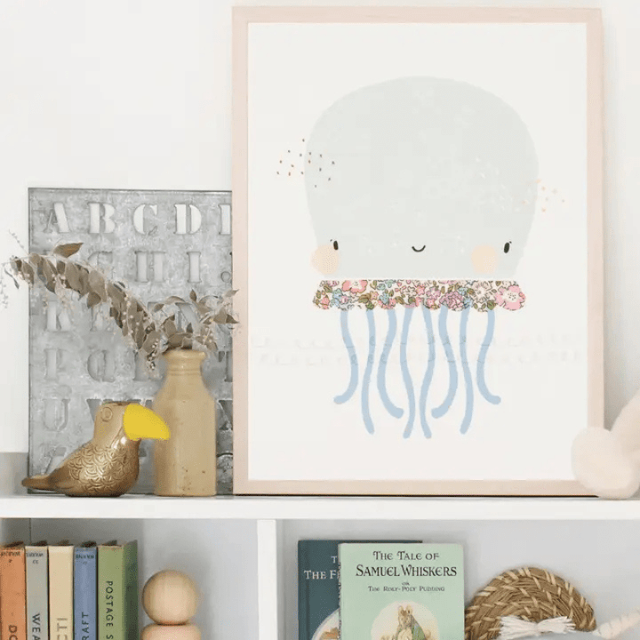 Liberty Fabric Octopus Nursery Art Print by The Charming Press - Maude Kids Decor