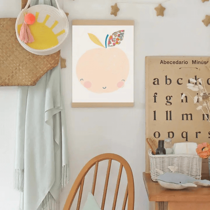 Liberty Fabric Peach Nursery Art Print by The Charming Press - Maude Kids Decor