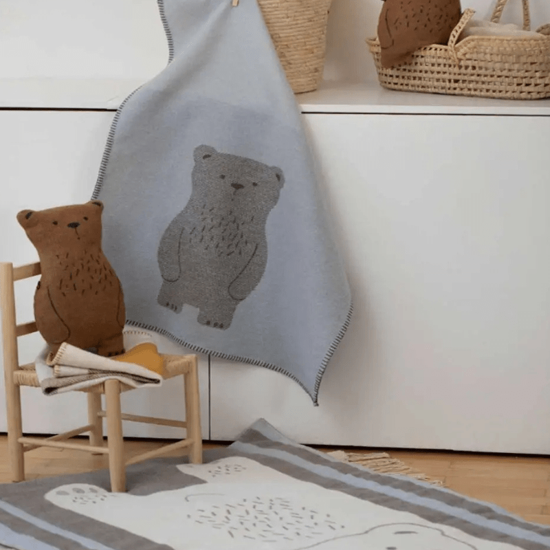 LILI Baby Blanket - Moon Bear | Light Blue by David Fussenegger - Maude Kids Decor