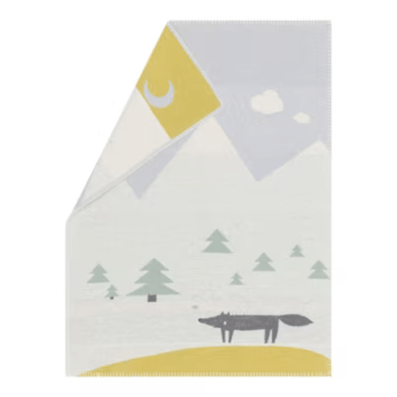 LILI Baby Blanket - Wolf with Embroidery | Light Blue by David Fussenegger - Maude Kids Decor
