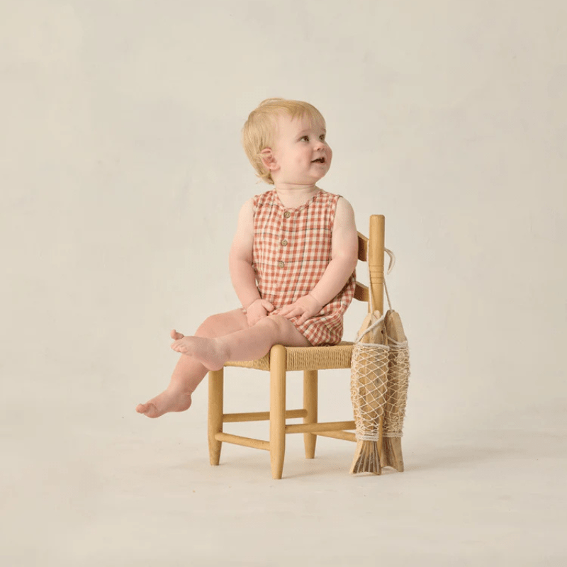 Mavrick Romper | Poppy Gingham by Rylee &amp; Cru - Maude Kids Decor