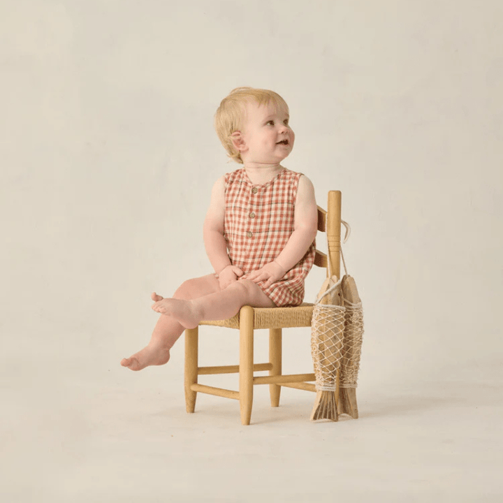 Mavrick Romper | Poppy Gingham by Rylee &amp; Cru - Maude Kids Decor