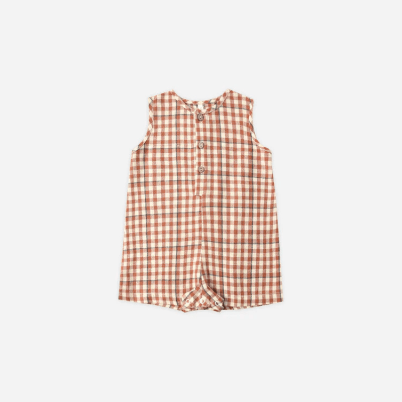 Mavrick Romper | Poppy Gingham by Rylee &amp; Cru - Maude Kids Decor