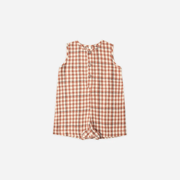 Mavrick Romper | Poppy Gingham by Rylee &amp; Cru - Maude Kids Decor