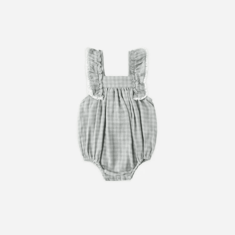 Maya Romper | Green Gingham by Rylee &amp; Cru - Maude Kids Decor