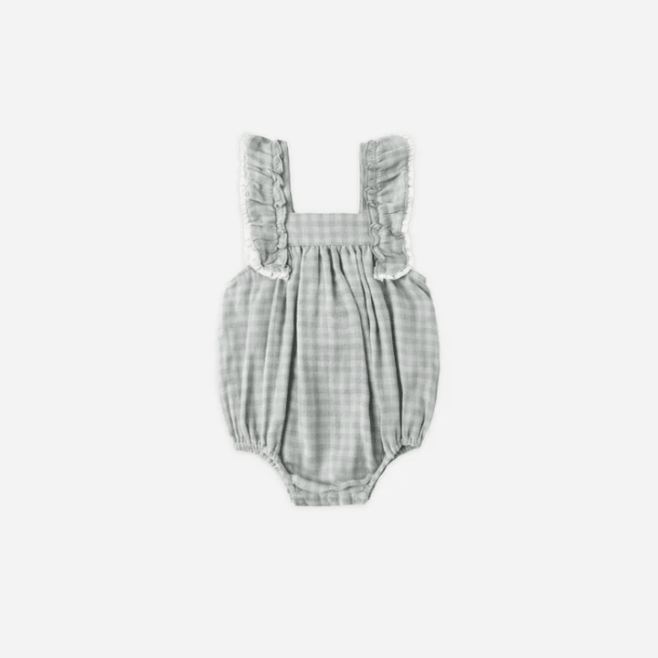 Maya Romper | Green Gingham by Rylee &amp; Cru - Maude Kids Decor
