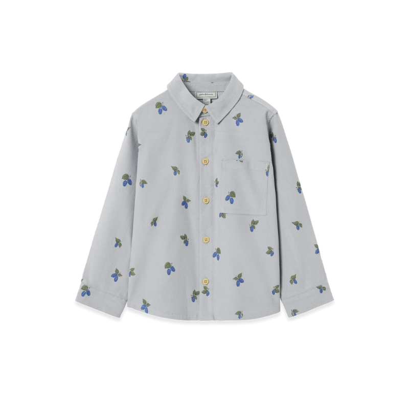 Micro Corduroy Long Sleeve Shirt | Mulberry Blue by Garbo & Friends - Maude Kids Decor